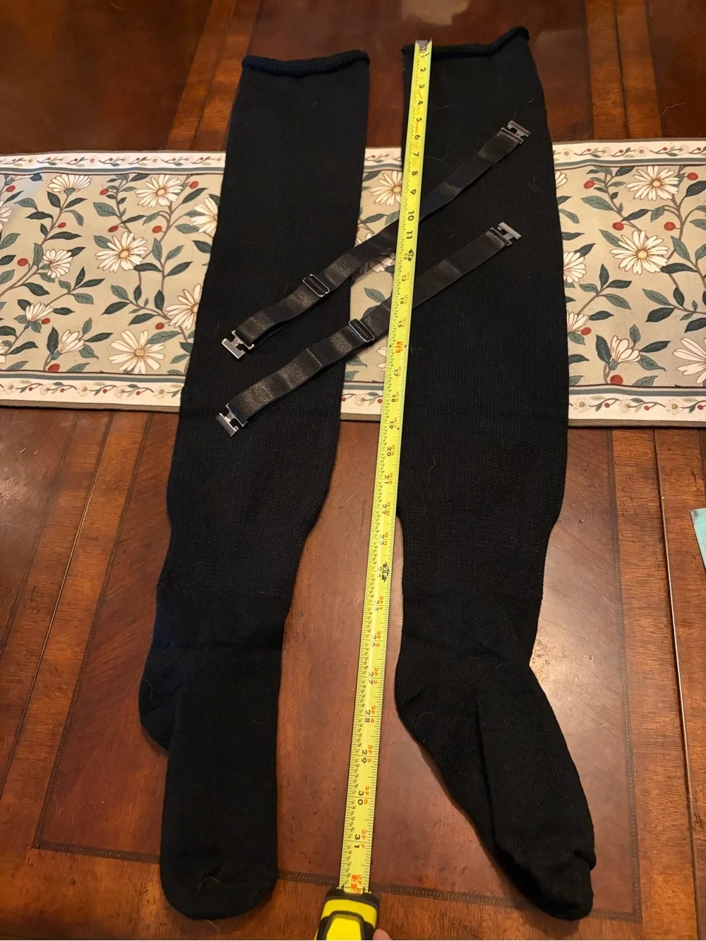 Black thigh high socks with Adjustable Garter Straps